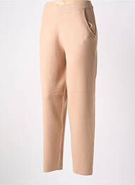 Pantalon droit taille élastique beige LEO & UGO femme