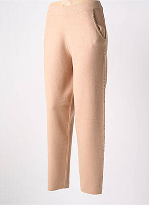 Pantalon droit taille élastique beige LEO & UGO femme