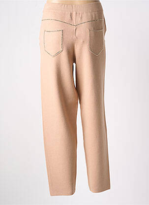 Pantalon droit taille élastique beige LEO & UGO femme