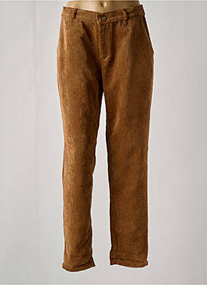 Pantalon chino fermeture zippée sous rabat boutonné marron PARA MI femme