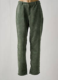 Pantalon chino fermeture zippée sous rabat boutonné vert PARAMITA femme