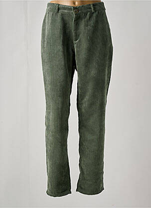 Pantalon chino fermeture zippée sous rabat boutonné vert PARAMITA femme