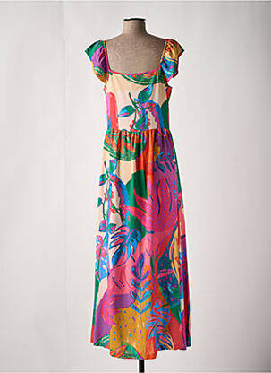 Robe longue imprimé fantaisie fines bretelles rose ALDO MARTIN'S femme