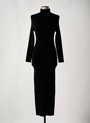 Robe pull col col montant manches longues noir LE PETIT PULLE femme