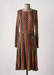 Robe mi-longue imprimé fantaisie manches longues marron KING LOUIE femme