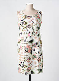 Robe mi-longue imprimé fantaisie sans manche blanc LUISA CERANO femme