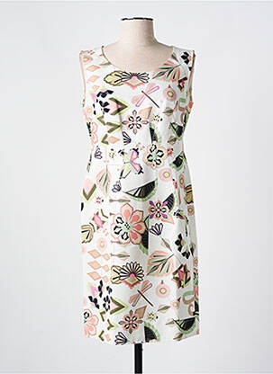 Robe mi-longue imprimé fantaisie sans manche blanc LUISA CERANO femme