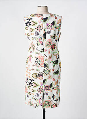 Robe mi-longue imprimé fantaisie sans manche blanc LUISA CERANO femme