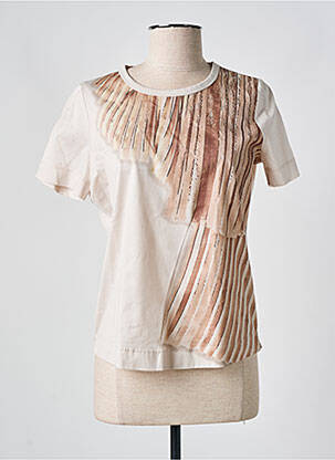 T-shirt imprimé fantaisie manches courtes beige LUISA CERANO femme