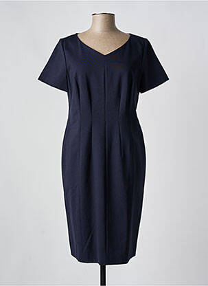 Robe mi-longue fermeture zippée au dos manches courtes bleu LUISA CERANO femme