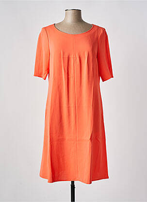 Robe mi-longue tissage crêpe manches courtes orange LUISA CERANO femme