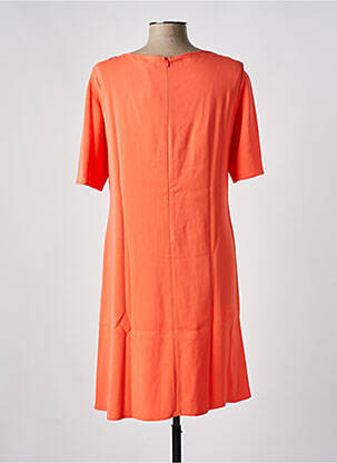 Robe mi-longue tissage crêpe manches courtes orange LUISA CERANO femme