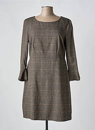 Robe courte fermeture zippée au dos manches longues marron LIU  JO femme