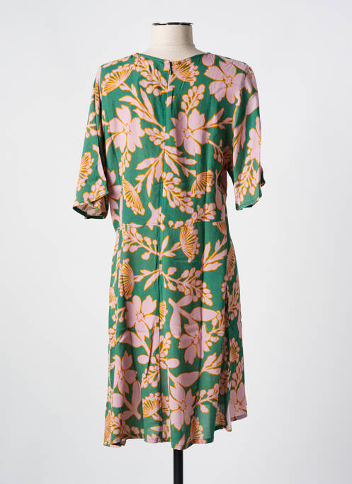 Robe mi-longue imprimé fleurs manches courtes vert NICE THINGS femme