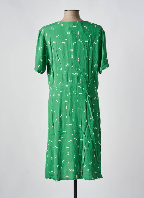Robe mi-longue tissage crêpe manches courtes vert NICE THINGS femme