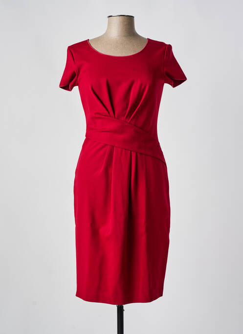 Robe mi-longue fermeture zippée au dos manches courtes rouge EMPORIO ARMANI femme