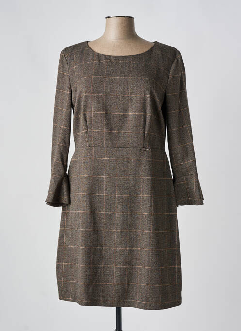 Robe courte fermeture zippée au dos manches longues marron LIU  JO femme