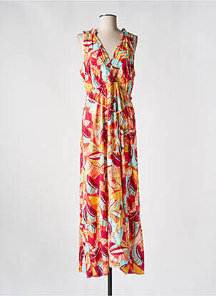 Robe longue imprimé fantaisie sans manche orange GARCIA femme