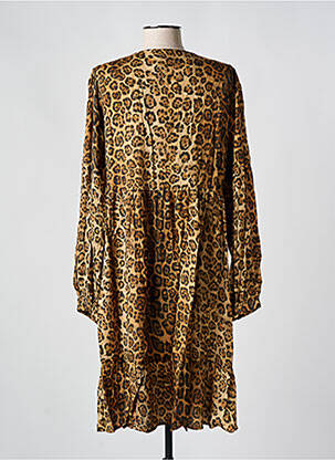 Robe mi-longue coupe fluide manches longues marron EVA KAYAN femme