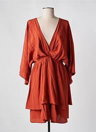 Robe mi-longue coupe fluide manches longues marron MOLLY BRACKEN femme