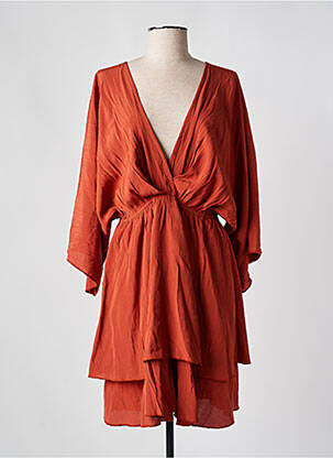 Robe mi-longue coupe fluide manches longues marron MOLLY BRACKEN femme