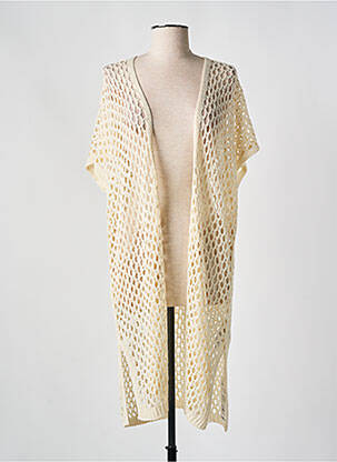 Gilet manches courtes maille ajourée beige CREAM femme