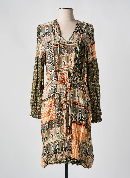 Robe courte manches longues manches longues beige GEISHA femme