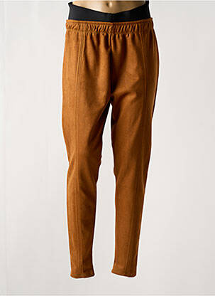 Pantalon slim taille élastique taille normale marron MOCCOCO FASHION femme