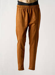 Pantalon slim taille élastique taille normale marron MOCCOCO FASHION femme