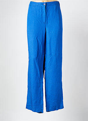 Pantalon large fermeture zippée sous rabat boutonné taille normale bleu BRANDTEX femme