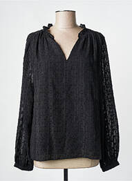 Blouse légère et transparente manches longues noir GEISHA femme