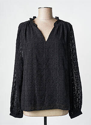 Blouse légère et transparente manches longues noir GEISHA femme