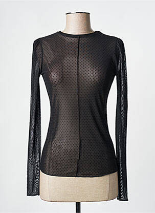Top coupe cintrée manches longues noir CREAM femme