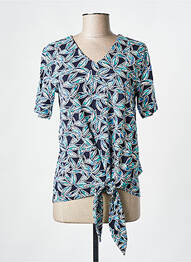 T-shirt col v manches courtes bleu BRANDTEX femme