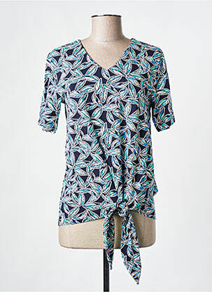 T-shirt col v manches courtes bleu BRANDTEX femme