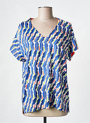 T-shirt col v manches courtes bleu SCORZZO femme