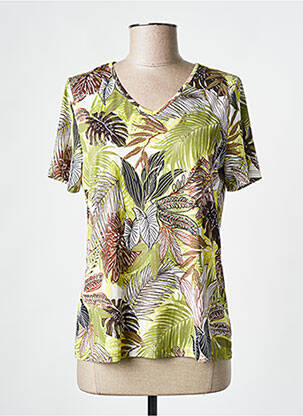T-shirt col v manches courtes vert DIANE LAURY femme