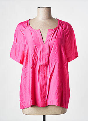 Blouse tissage crêpe manches courtes rose C'EST BEAU LA VIE femme