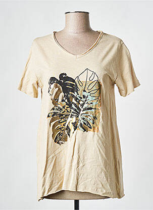T-shirt col v manches courtes beige CREAM femme