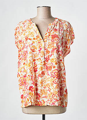 Blouse imprimé fleurs manches courtes beige CREAM femme
