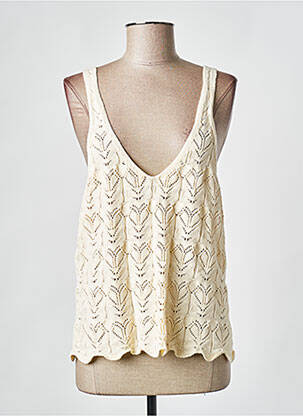 Pull coupe cintrée fines bretelles beige C'EST BEAU LA VIE femme