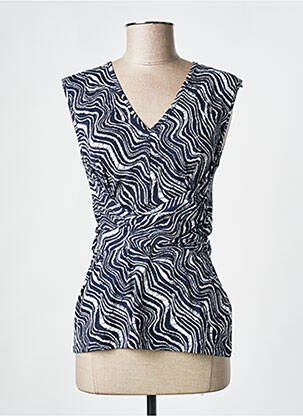 Top tissage jersey sans manche bleu MARBLE femme
