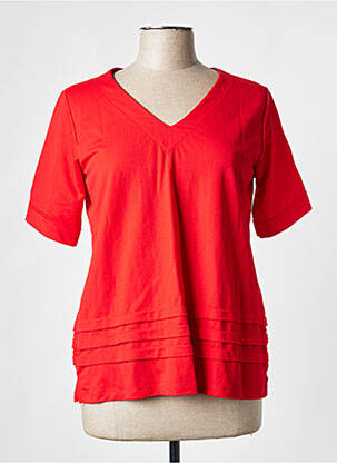 T-shirt col v manches courtes rouge SCORZZO femme