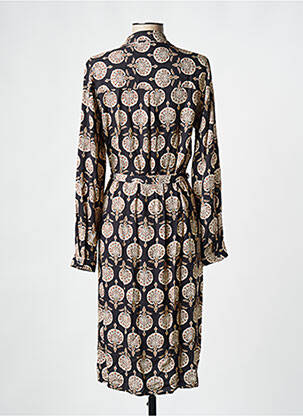 Robe mi-longue imprimé fantaisie manches longues noir GEISHA femme