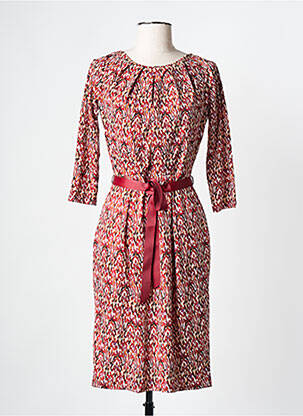 Robe mi-longue manches 3/4 manches 3/4 rouge JULIE GUERLANDE femme