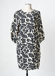 Robe mi-longue imprimé fleurs manches 3/4 noir GEISHA femme