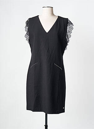 Robe courte fermeture zippée au dos manches courtes noir FREEMAN T.PORTER femme