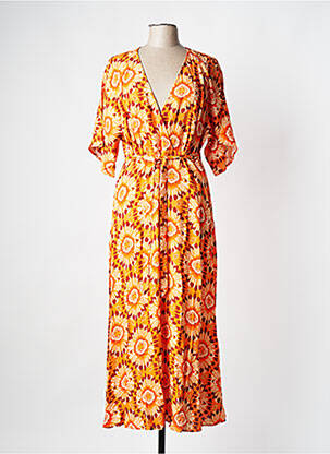 Robe longue manches courtes manches courtes orange C'EST BEAU LA VIE femme