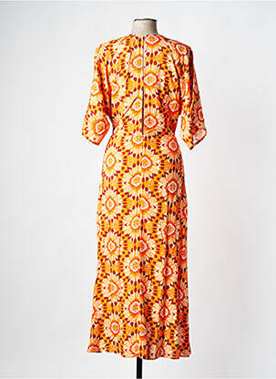 Robe longue manches courtes manches courtes orange C'EST BEAU LA VIE femme