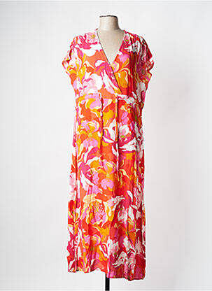 Robe longue manches courtes manches courtes orange C'EST BEAU LA VIE femme